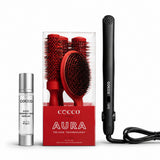 Cocco GNS 1″ Flat Iron V3, Aura Brush Set & Hair Perfecting Serum Bundle